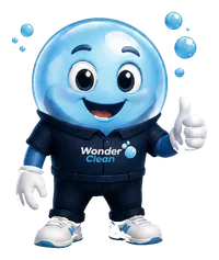 Wonder Clean mascot giving a thumbs up